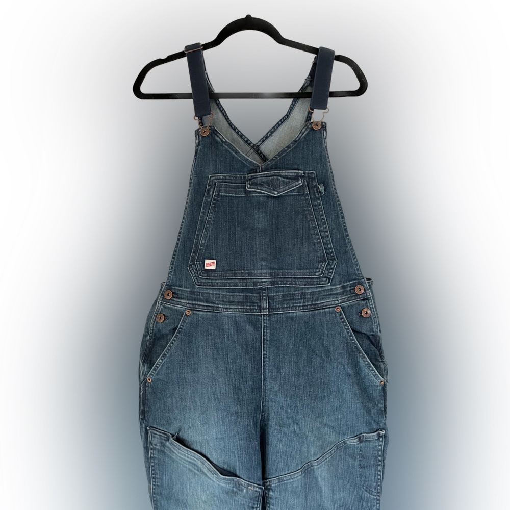 Duluth Trading Women’s Double Flex Denim Work Overalls Size 14